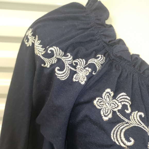 Ariat | Smocked Ruffle Dress W/ Western Embroidery Detail Women's Size Small - Picture 6 of 15